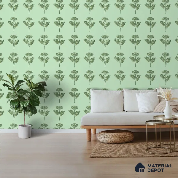 Green Floral Design Wallpaper for Walls